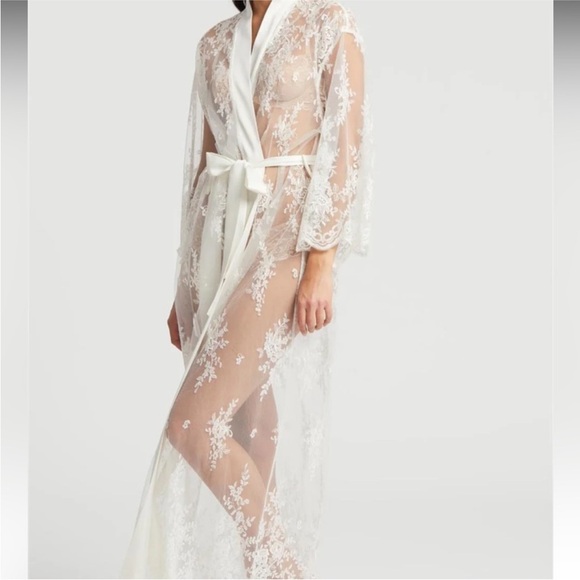 NWT Rya Collection Darling Robe Women’s MEDIUM / LARGE Lace Mesh Ivory Bridal - Picture 3 of 11
